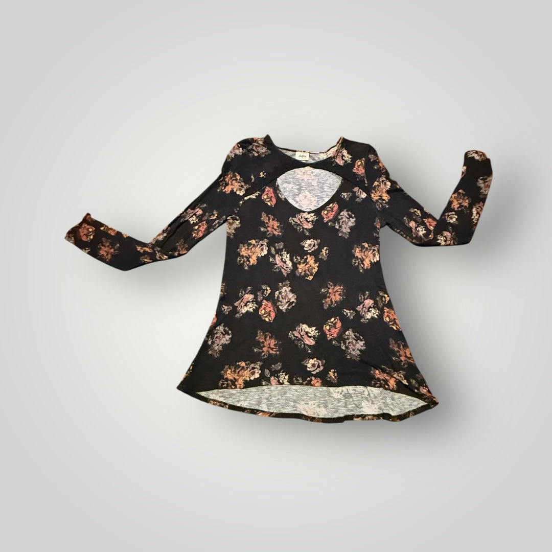 Day Trip Floral Keyhole Long Sleeve Top Size Medium